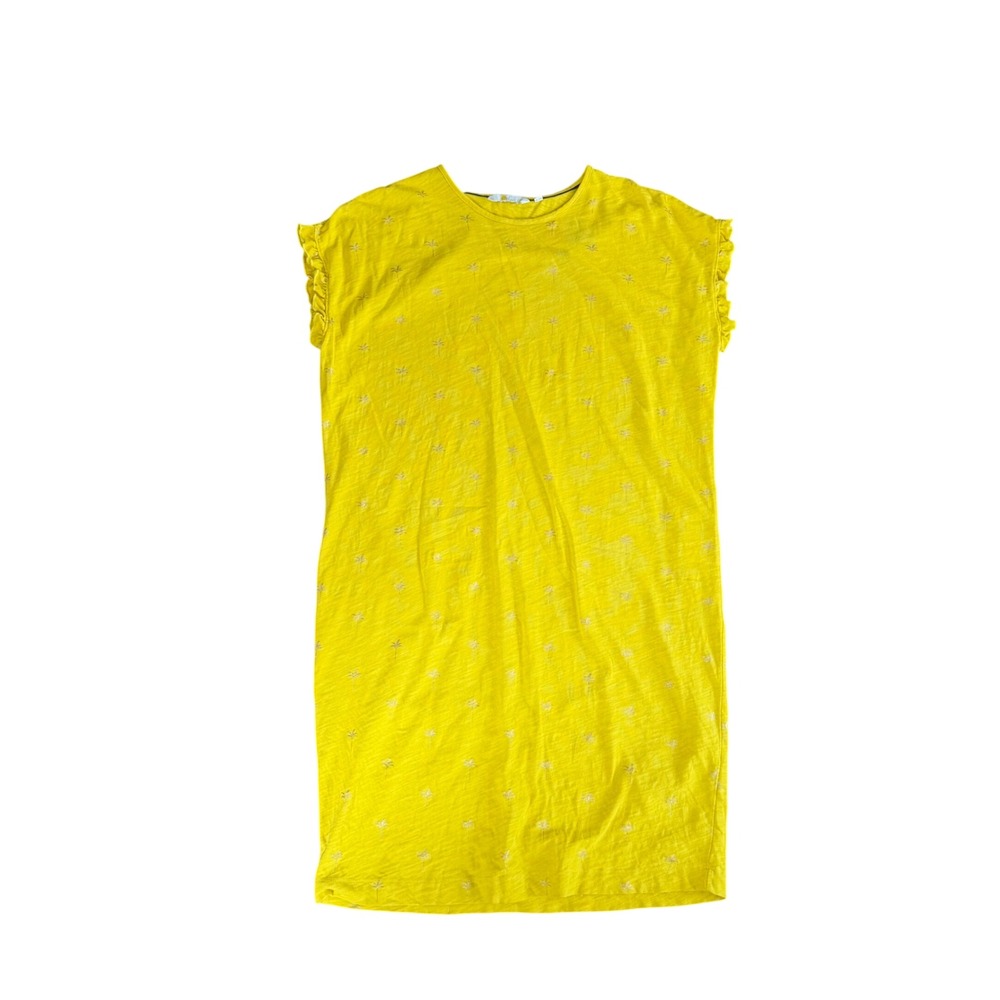 Boden T-Shirt Dress Womens 8 Yellow Gold Foil Palm Tree Print Cotton Minimalist‎